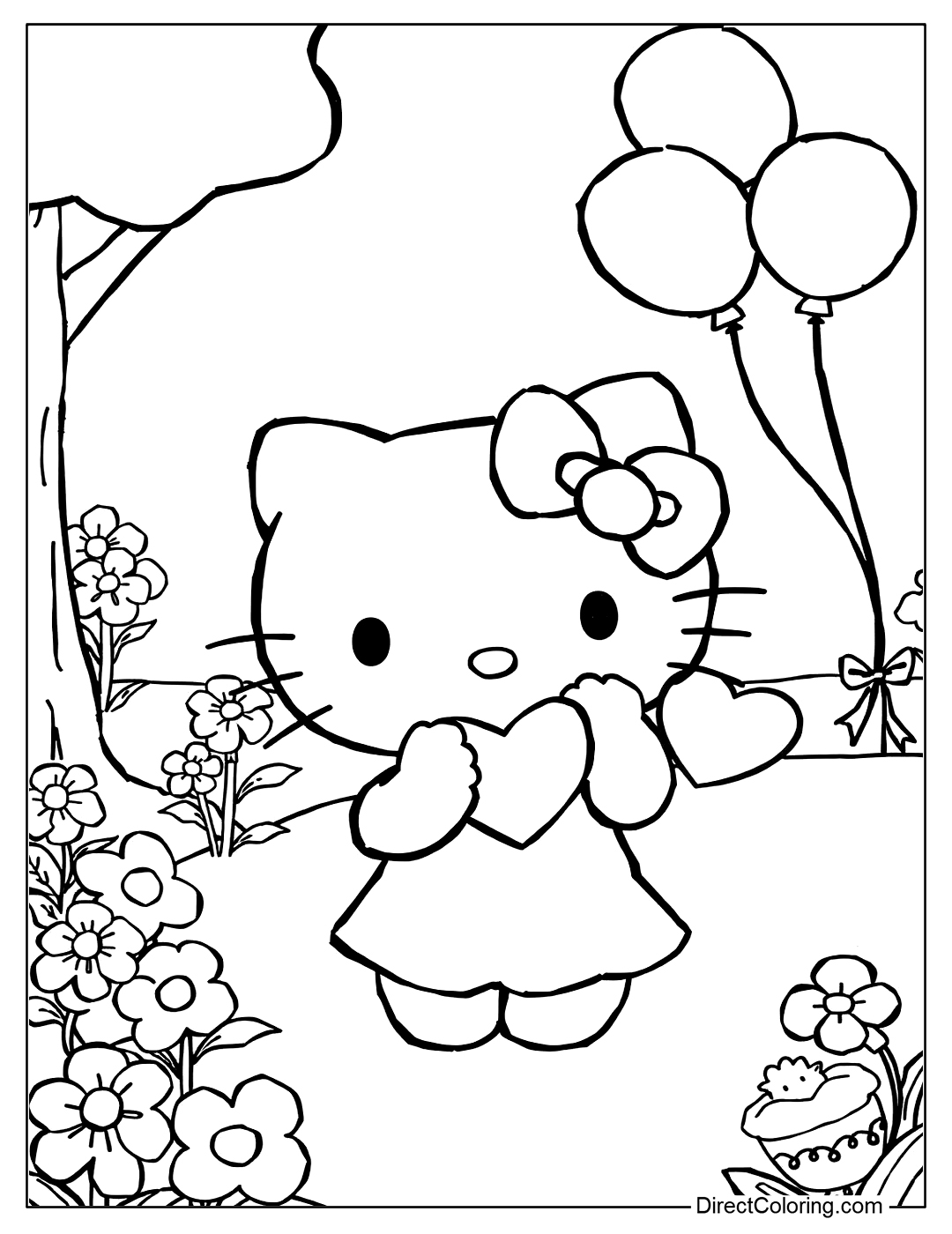 Free Color Page Hello Kitty for Kids
